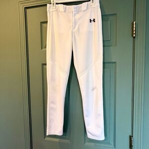 Under Armour Youth Large Baseball Pants White Open Bottom Athletic Fit